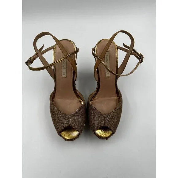 Pura Lopez Size 36 Studded Heeled Sandals Pumps Platform Wooden Chunky Heel Shoe - Picture 2 of 8